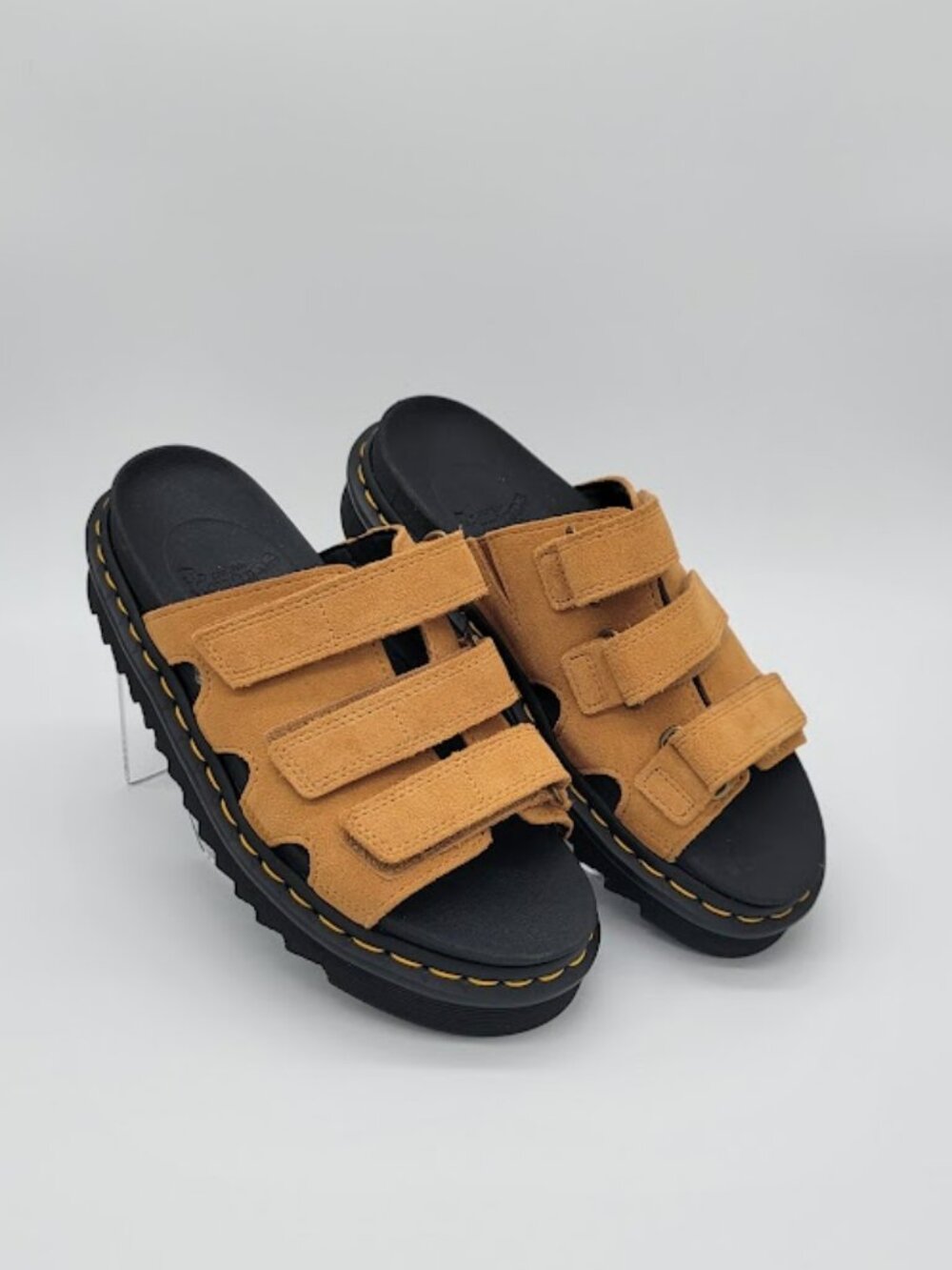DR. MARTENS Raine Slide Athena Leather Sandals Brown Women’s US 8 EU 39 NWOB